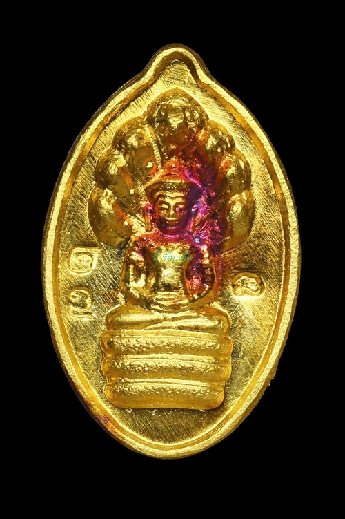 พระนาคปรกเม็ดฟักทอง เนื้อทองคำ รุ่นแรก หลวงปู่หงษ์ พรหมปัญโญ รุ่น ฉลองชัย  สร้างปี 2541 